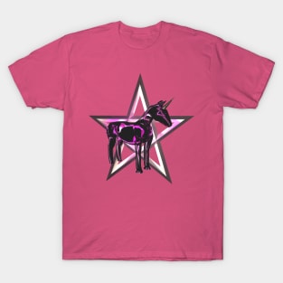 Heavy metal pink unicorn pony T-Shirt